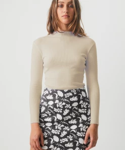 Afends Womens Iconic - Hemp Ribbed Long Sleeve Top - Cement NEW ARRIVALS