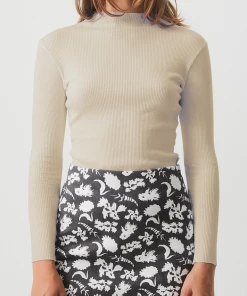 Afends Womens Iconic - Hemp Ribbed Long Sleeve Top - Cement NEW ARRIVALS