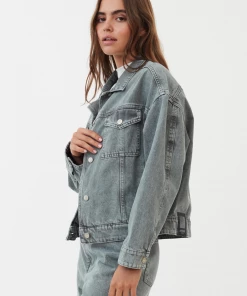 Afends Womens Innie - Organic Denim Jacket - Faded Steel NEW ARRIVALS