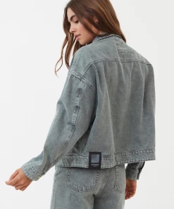Afends Womens Innie - Organic Denim Jacket - Faded Steel NEW ARRIVALS