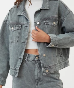 Afends Womens Innie - Organic Denim Jacket - Faded Steel NEW ARRIVALS