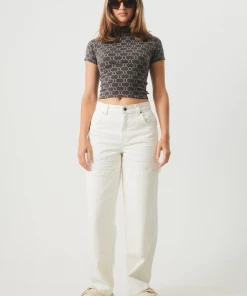 NEW ARRIVALS Afends Womens Lois - Recycled Short Sleeve Top - Steel