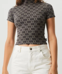 NEW ARRIVALS Afends Womens Lois - Recycled Short Sleeve Top - Steel