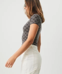 NEW ARRIVALS Afends Womens Lois - Recycled Short Sleeve Top - Steel