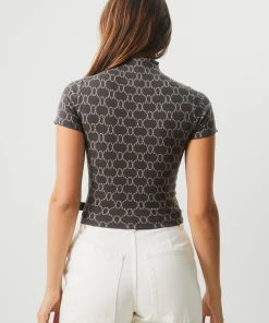 NEW ARRIVALS Afends Womens Lois - Recycled Short Sleeve Top - Steel