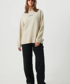 NEW ARRIVALS Afends Womens Luxury - Recycled Crew Neck Jumper - Cement
