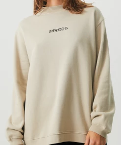 NEW ARRIVALS Afends Womens Luxury - Recycled Crew Neck Jumper - Cement