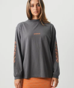 Afends Womens Luxury - Recycled Long Sleeve T-Shirt - Steel NEW ARRIVALS