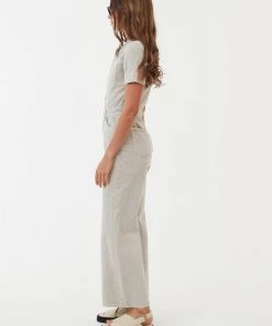Afends Womens Miami - Organic Denim Flared Jumpsuit - Faded Cement