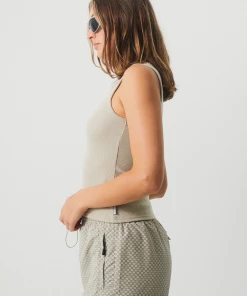 NEW ARRIVALS Afends Womens Milla - Hemp Ribbed Singlet - Cement