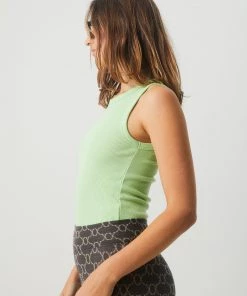 NEW ARRIVALS Afends Womens Milla - Hemp Ribbed Singlet - Lime Green