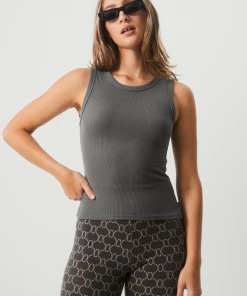 Afends Womens Milla - Hemp Ribbed Singlet - Steel