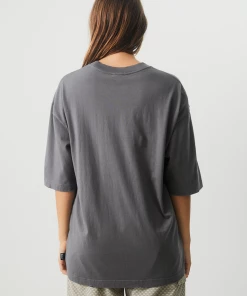 NEW ARRIVALS Afends Womens Morton - Recycled Oversized Graphic T-Shirt - Steel