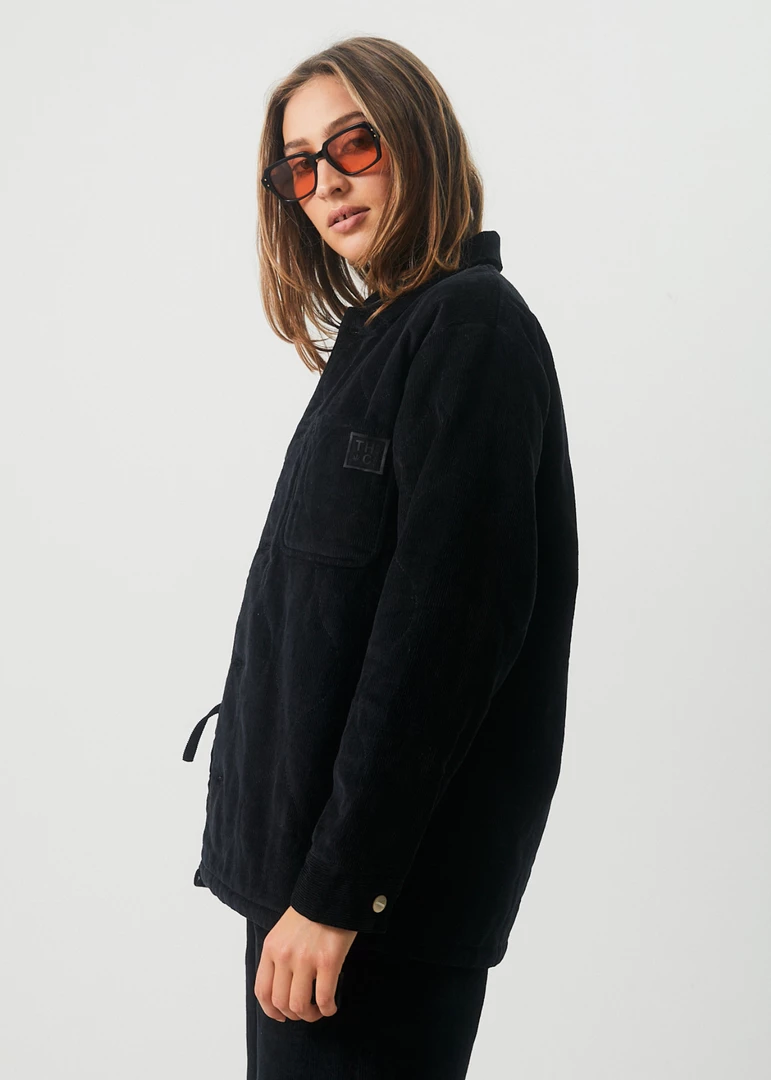 Afends Womens Night Away - Hemp Corduroy Puffer Jacket - Black 4 Afends Womens Night Away - Hemp Corduroy Puffer Jacket - Black