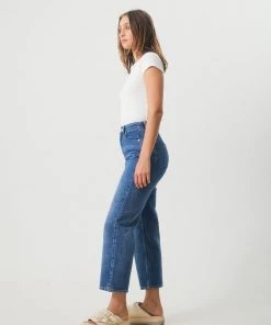 Afends Womens Shelby - Hemp Denim Wide Leg Jeans - Authentic Blue 8 Afends Womens Shelby - Hemp Denim Wide Leg Jeans - Authentic Blue