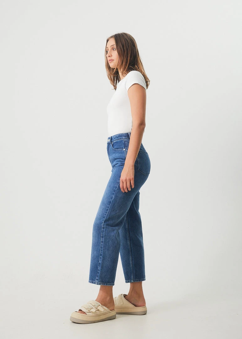 Afends Womens Shelby - Hemp Denim Wide Leg Jeans - Authentic Blue 3 Afends Womens Shelby - Hemp Denim Wide Leg Jeans - Authentic Blue