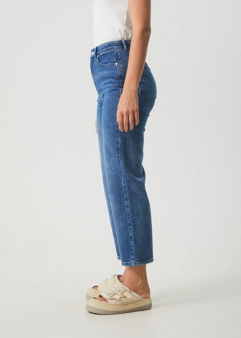 Afends Womens Shelby - Hemp Denim Wide Leg Jeans - Authentic Blue 4 Afends Womens Shelby - Hemp Denim Wide Leg Jeans - Authentic Blue
