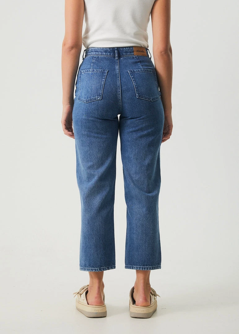 Afends Womens Shelby - Hemp Denim Wide Leg Jeans - Authentic Blue 5 Afends Womens Shelby - Hemp Denim Wide Leg Jeans - Authentic Blue