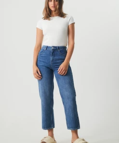 Afends Womens Shelby - Hemp Denim Wide Leg Jeans - Authentic Blue