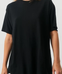 Afends Womens Slay - Hemp Oversized T-Shirt - Black NEW ARRIVALS