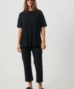 Afends Womens Slay - Hemp Oversized T-Shirt - Black NEW ARRIVALS