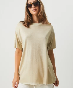 Afends Womens Slay - Hemp Oversized T-Shirt - Cement