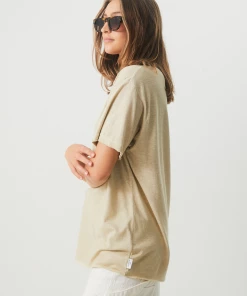 Afends Womens Slay - Hemp Oversized T-Shirt - Cement