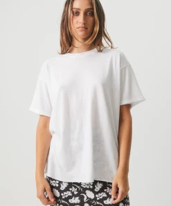NEW ARRIVALS Afends Womens Slay - Hemp Oversized T-Shirt - White