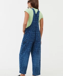 Afends Womens Tagged Louis - Hemp Denim Baggy Overalls - Graffiti Blue 13 Afends Womens Tagged Louis - Hemp Denim Baggy Overalls - Graffiti Blue