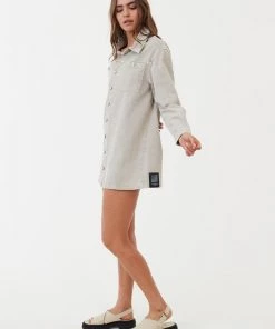 NEW ARRIVALS Afends Womens Tori - Organic Denim Dress - Faded Cement