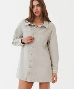 NEW ARRIVALS Afends Womens Tori - Organic Denim Dress - Faded Cement