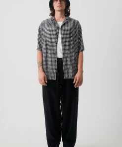 Afends Mens Asta - Hemp Check Cuban Short Sleeve Shirt - Steel 8 Afends Mens Asta - Hemp Check Cuban Short Sleeve Shirt - Steel