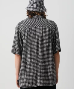 Afends Mens Asta - Hemp Check Cuban Short Sleeve Shirt - Steel 10 Afends Mens Asta - Hemp Check Cuban Short Sleeve Shirt - Steel