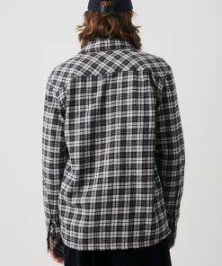 Afends Mens Asta - Hemp Check Flannel Long Sleeve Shirt - Steel
