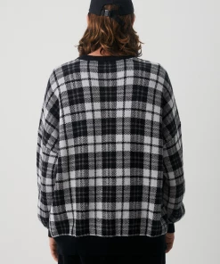 NEW ARRIVALS Afends Mens Asta - Hemp Check Knit Crew Neck Jumper - Steel 10 NEW ARRIVALS Afends Mens Asta - Hemp Check Knit Crew Neck Jumper - Steel