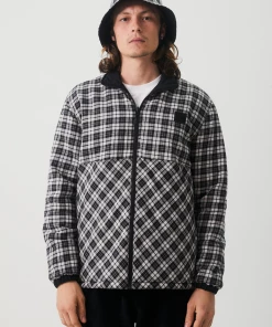 Afends Mens Asta - Hemp Check Reversible Jacket - Black NEW ARRIVALS