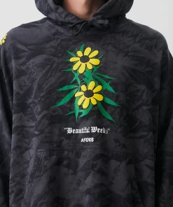 Afends Mens Beautiful Weeds - Hemp Graphic Hoodie - Black NEW ARRIVALS
