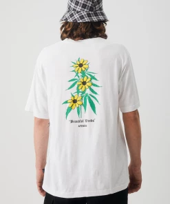 NEW ARRIVALS Afends Mens Beautiful Weeds - Hemp Retro Graphic T-Shirt - White