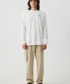 NEW ARRIVALS Afends Mens Chromed - Recycled Long Sleeve Graphic T-Shirt - White