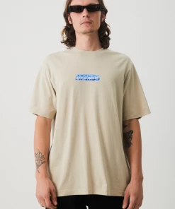 Afends Mens Chromed - Recycled Retro T-Shirt - Cement