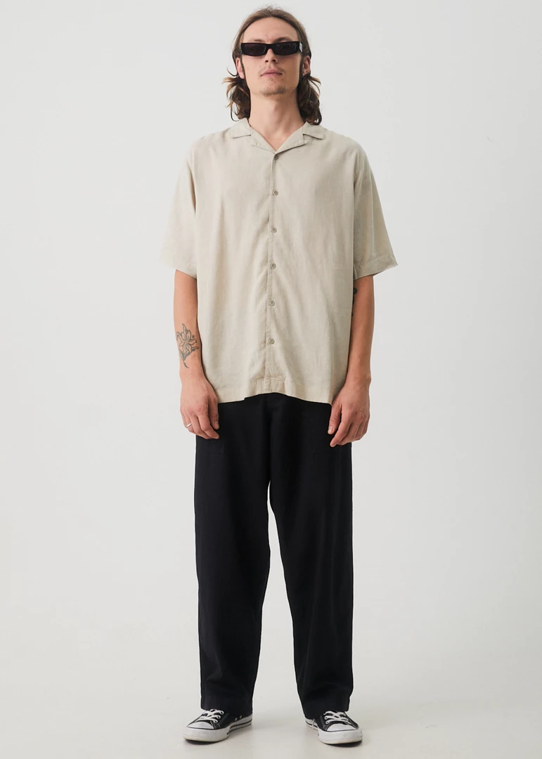 NEW ARRIVALS Afends Mens Daily - Hemp Cuban Short Sleeve Shirt - Cement 3 NEW ARRIVALS Afends Mens Daily - Hemp Cuban Short Sleeve Shirt - Cement