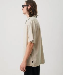 NEW ARRIVALS Afends Mens Daily - Hemp Cuban Short Sleeve Shirt - Cement 8 NEW ARRIVALS Afends Mens Daily - Hemp Cuban Short Sleeve Shirt - Cement