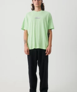 Afends Mens Drip - Hemp Retro T-Shirt - Lime Green