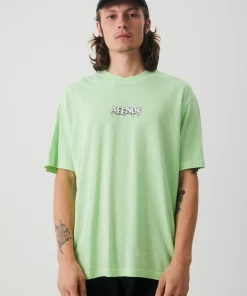 Afends Mens Drip - Hemp Retro T-Shirt - Lime Green