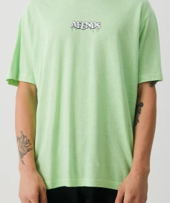 Afends Mens Drip - Hemp Retro T-Shirt - Lime Green