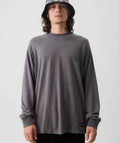 Afends Mens Essential - Hemp Retro Long Sleeve T-Shirt - Steel NEW ARRIVALS