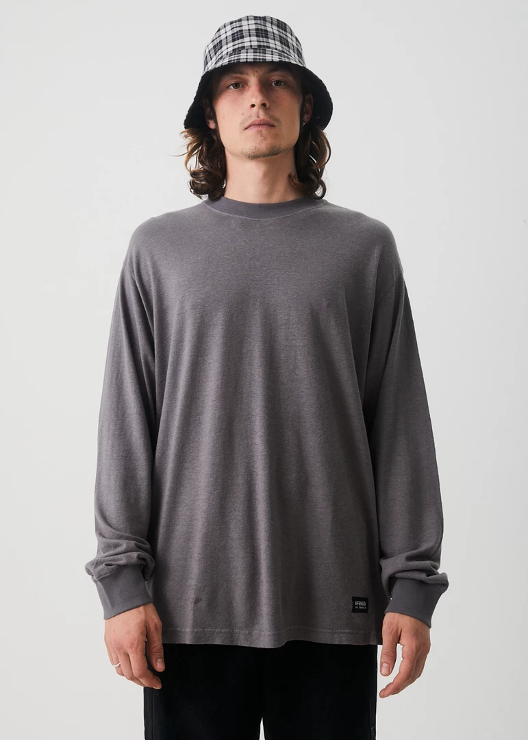 Afends Mens Essential - Hemp Retro Long Sleeve T-Shirt - Steel NEW ARRIVALS 1 Afends Mens Essential - Hemp Retro Long Sleeve T-Shirt - Steel NEW ARRIVALS