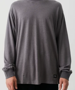 Afends Mens Essential - Hemp Retro Long Sleeve T-Shirt - Steel NEW ARRIVALS