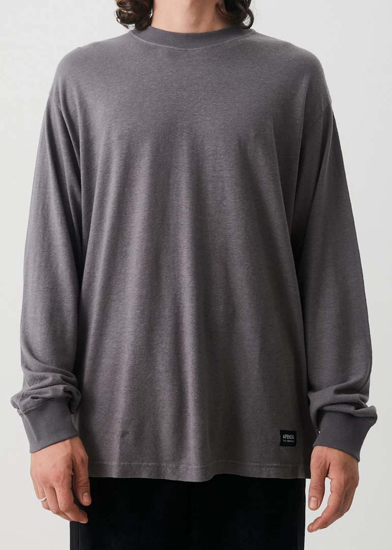 Afends Mens Essential - Hemp Retro Long Sleeve T-Shirt - Steel NEW ARRIVALS 2 Afends Mens Essential - Hemp Retro Long Sleeve T-Shirt - Steel NEW ARRIVALS
