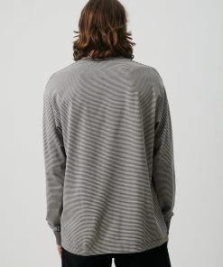 Afends Mens High Life - Recycled Striped Long Sleeve T-Shirt - Cement